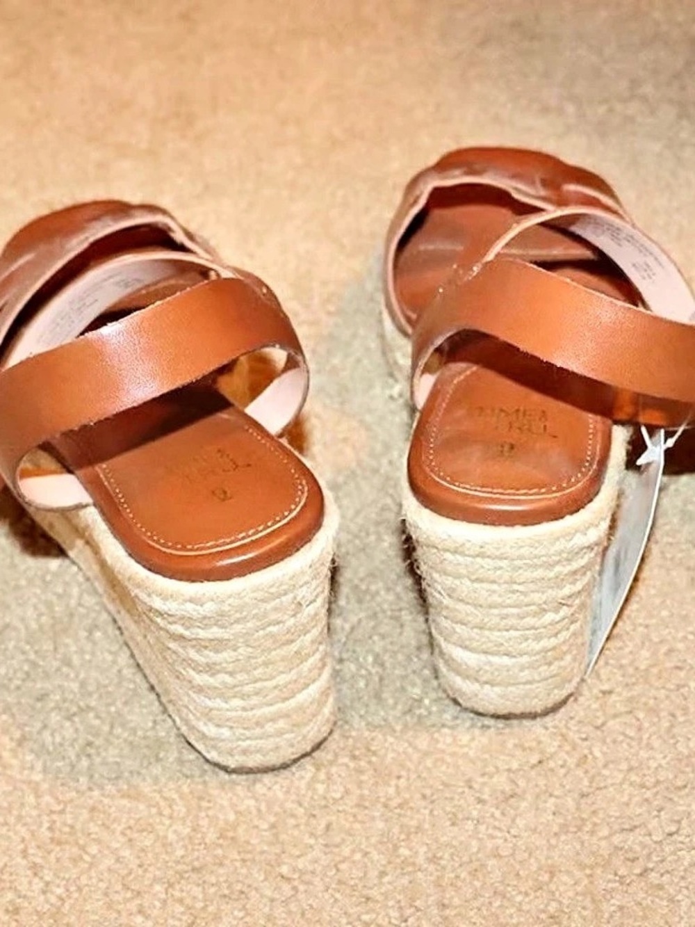 Time and Tru Wedge Sandals Brown & Cream US 9 NWT